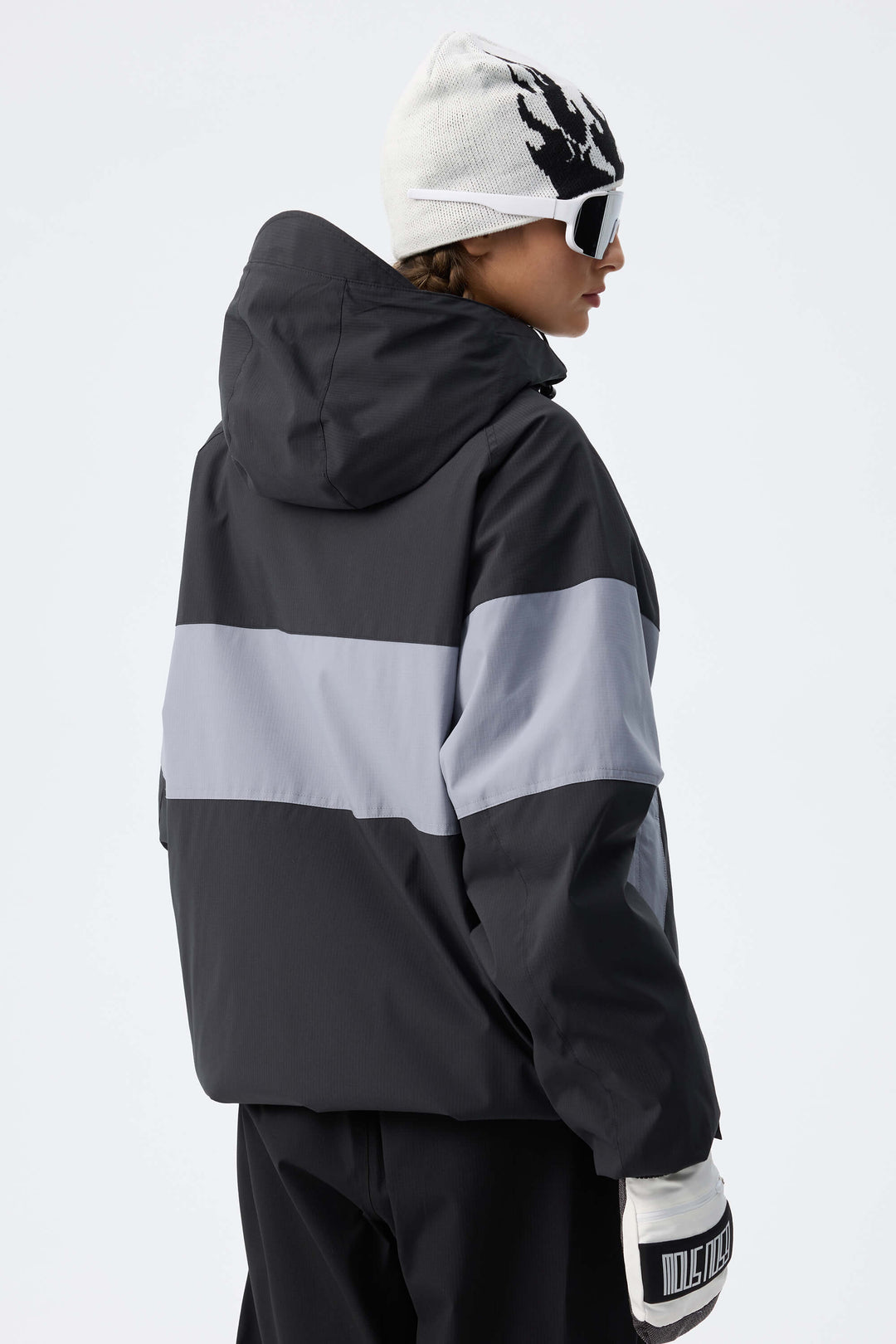 Women's Dark Grey & Black Monochrome Colorblock Insulated Snow Jacket