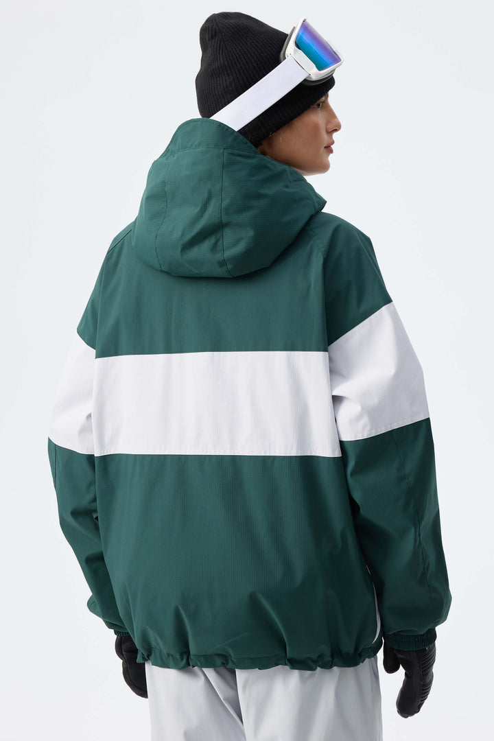 Women's Army Green Monochrome Colorblock Insulated Snow Jacket