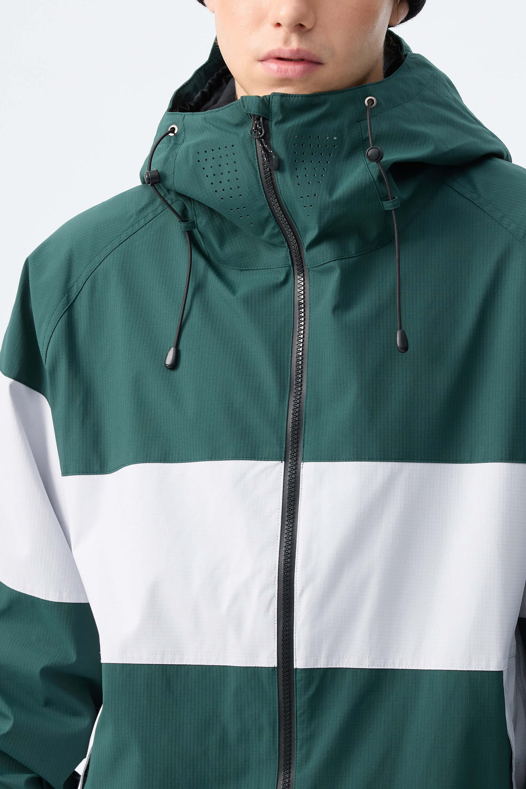 Men's Army Green Monochrome Colorblock Insulated Snow Jacket