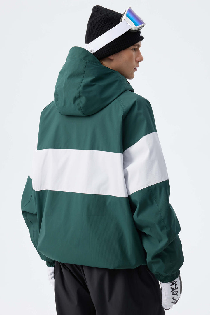 Men's Army Green Monochrome Colorblock Insulated Snow Jacket