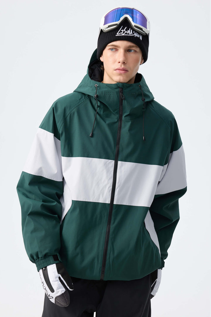 Men's Army Green Monochrome Colorblock Insulated Snow Jacket