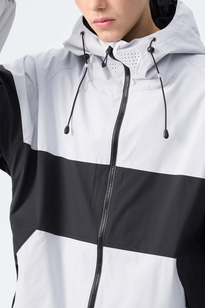 Men's Light Grey Monochrome Colorblock Insulated Snow Jacket