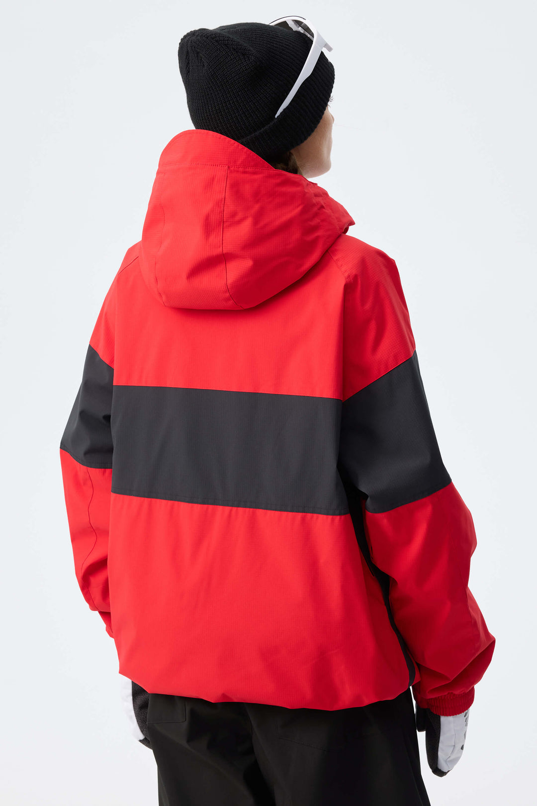 Women's Red Monochrome Colorblock Insulated Snow Jacket