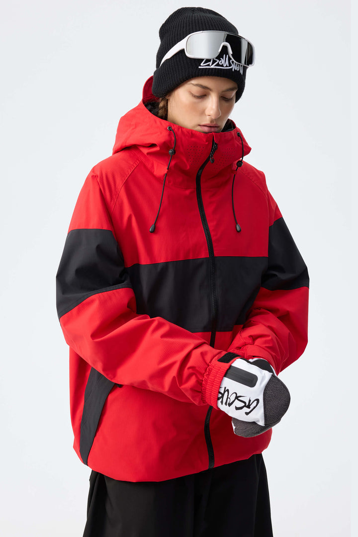 Women's Light Grey Monochrome Colorblock Insulated Snow Jacket