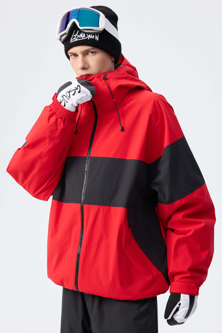 Men's Light Grey Monochrome Colorblock Insulated Snow Jacket