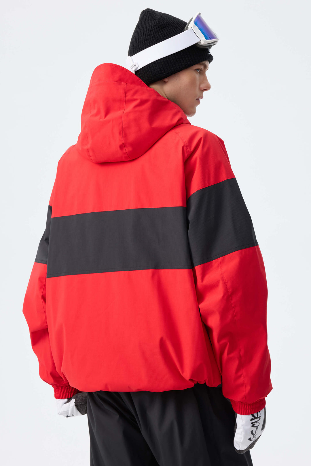 Men's Red Monochrome Colorblock Insulated Snow Jacket