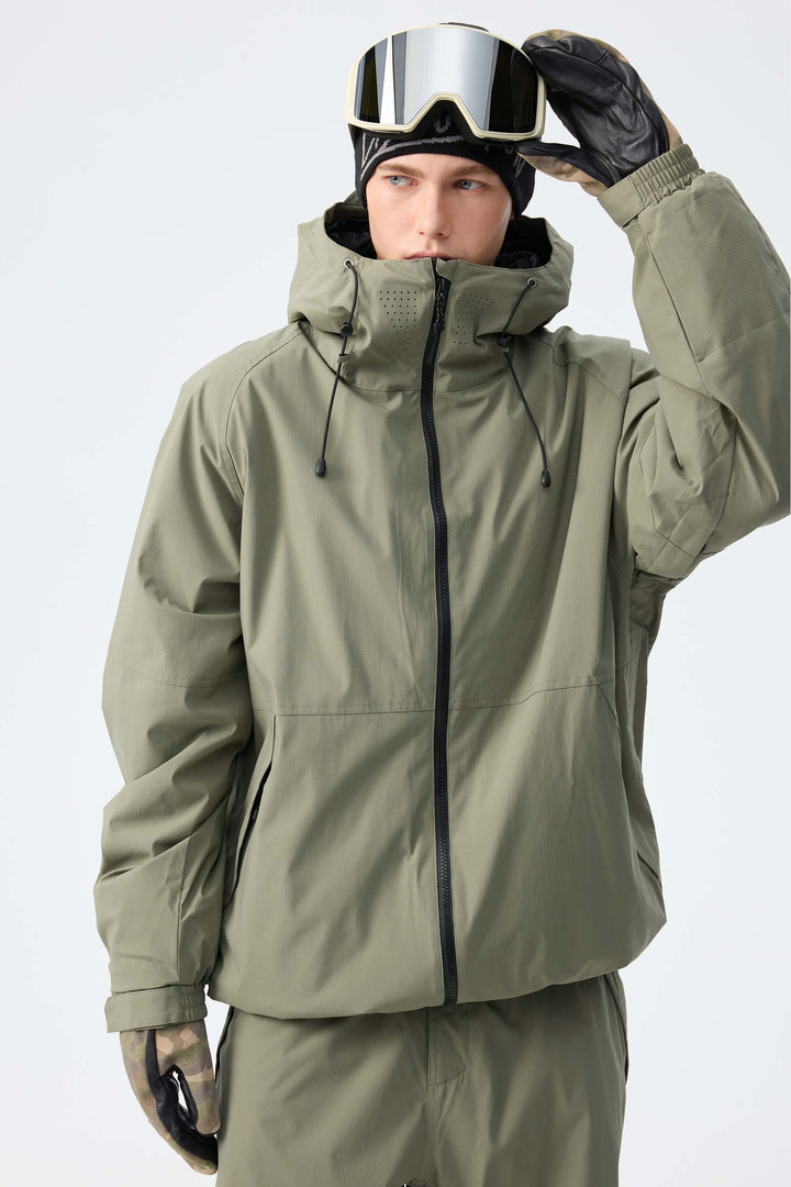 Men's Army Green Recycled Minimalist Insulated Snow Jacket