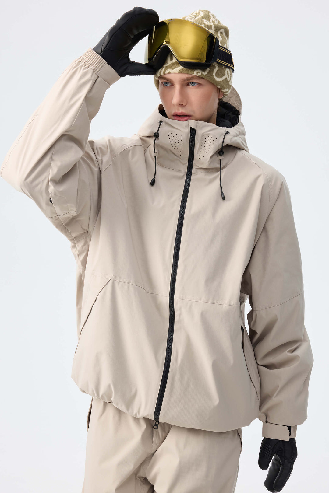 Men's Khaki Recycled Minimalist Insulated Snow Jacket