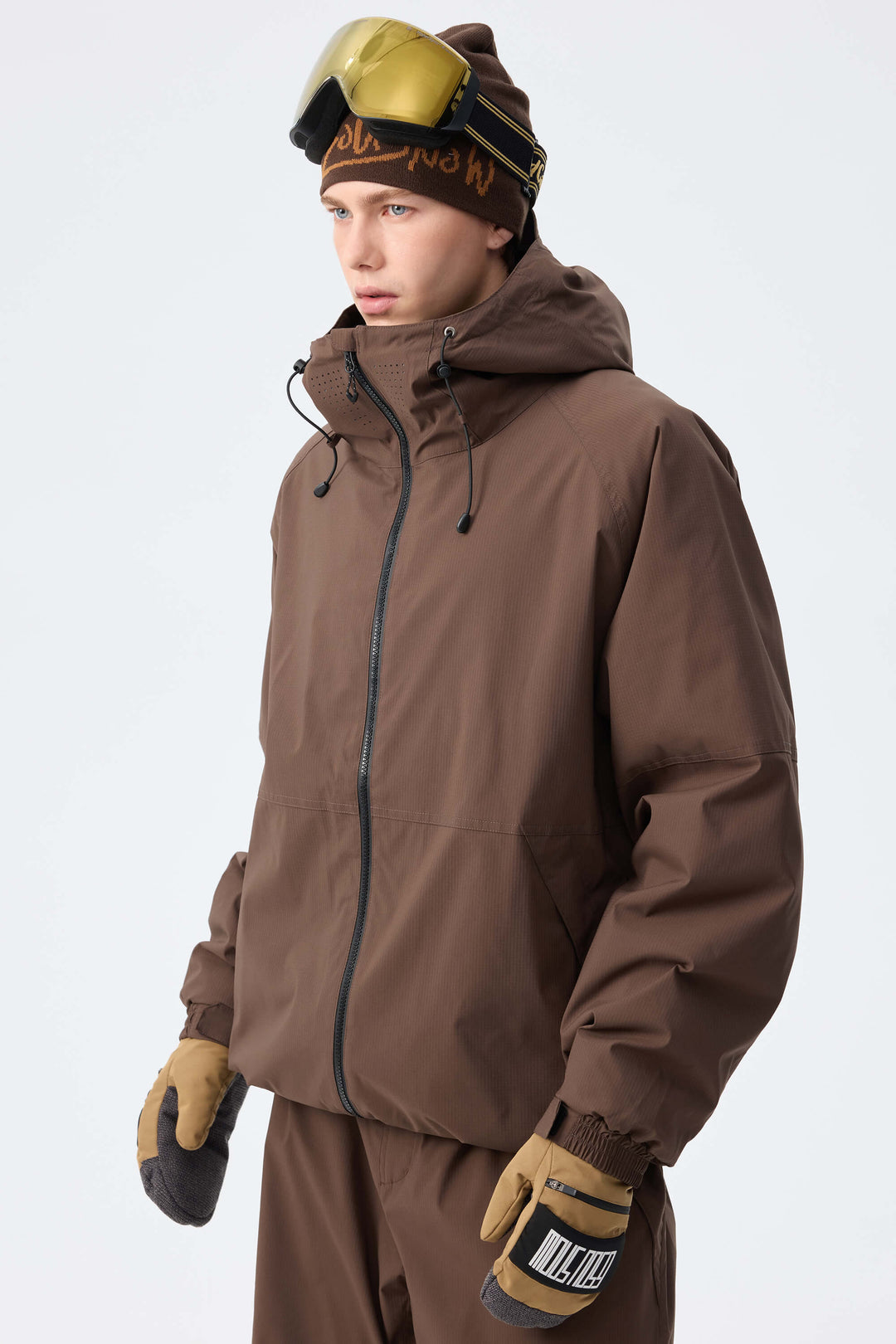 Men's Brown Recycled Minimalist Insulated Snow Jacket
