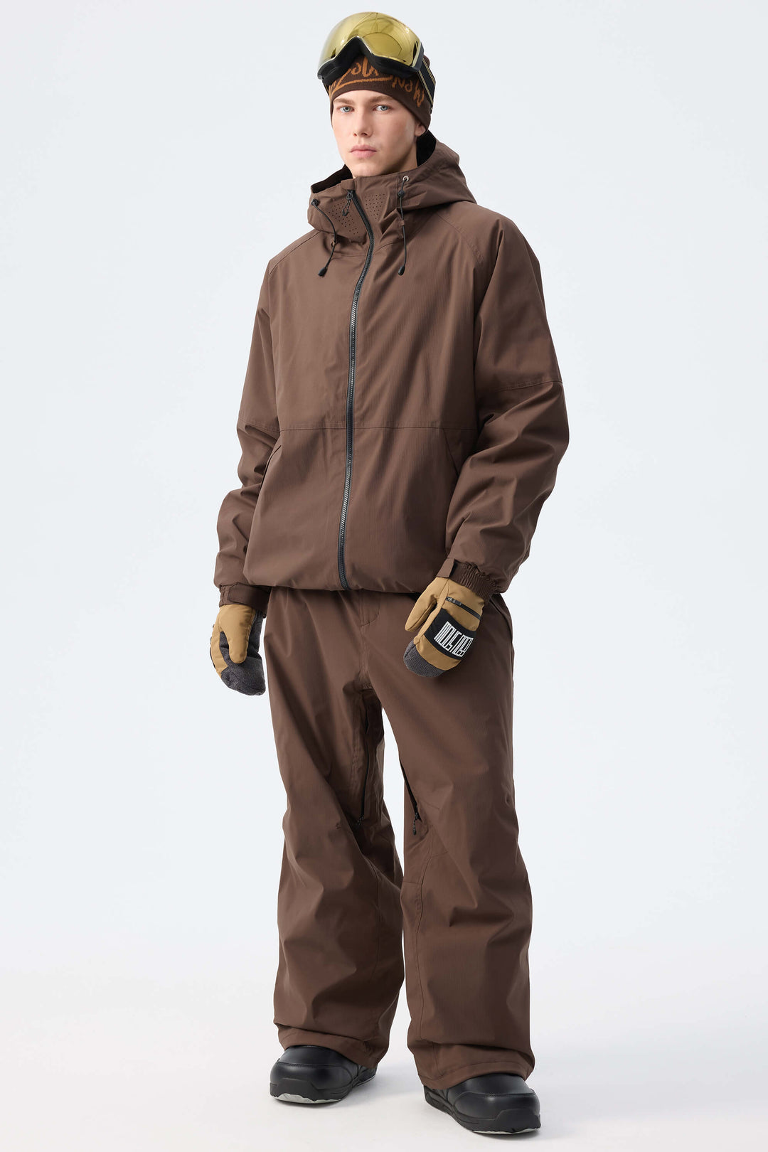 Men's Brown Recycled Minimalist Insulated Snow Jacket