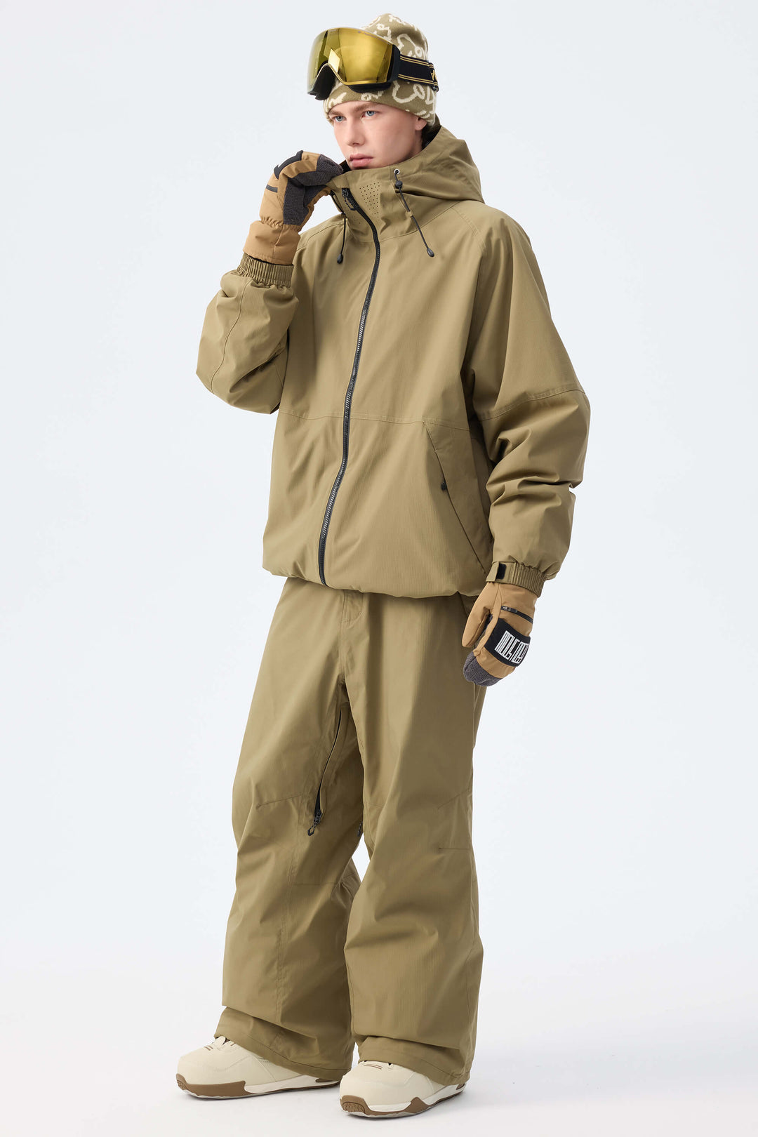 Men's Brown Recycled Minimalist Insulated Snow Jacket