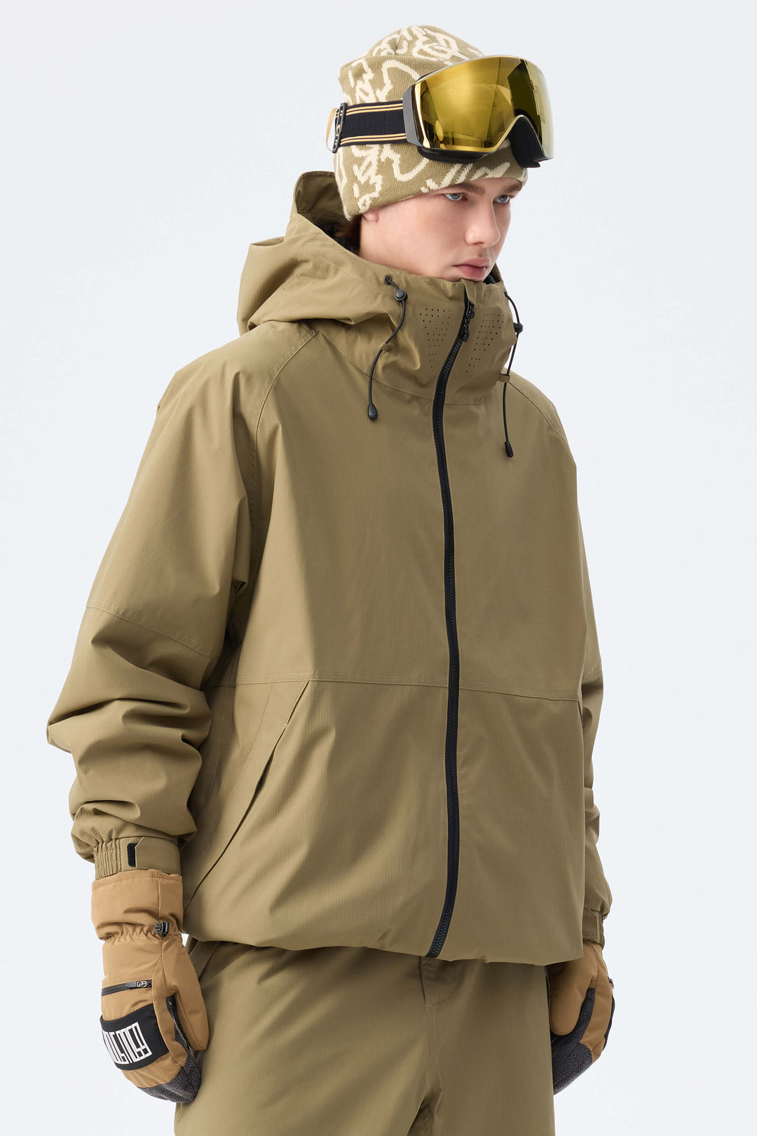 Men's Khaki Recycled Minimalist Insulated Snow Jacket