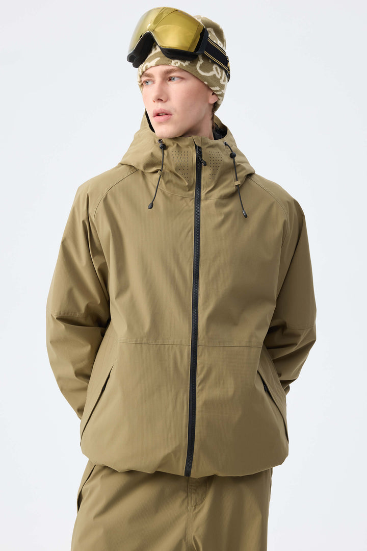 Men's Brown Recycled Minimalist Insulated Snow Jacket