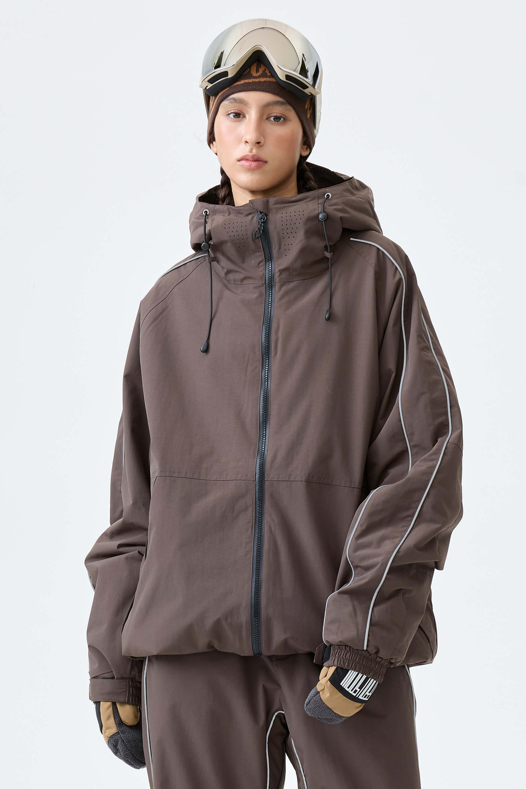 Women's Black Reflective Side-Piping Insulated Snow Jacket
