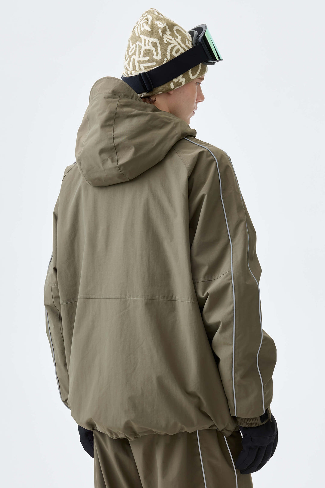 Men's Olive Drab Reflective Side-Piping Insulated Snow Jacket