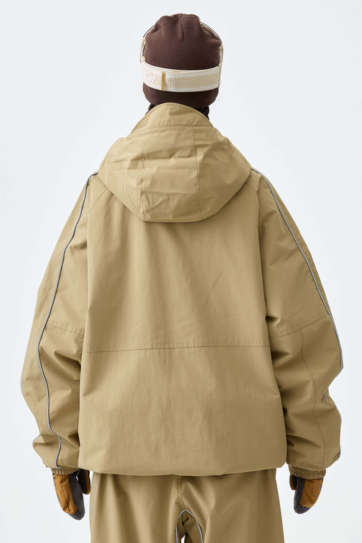 Women's Khaki Reflective Side-Piping Insulated Snow Jacket