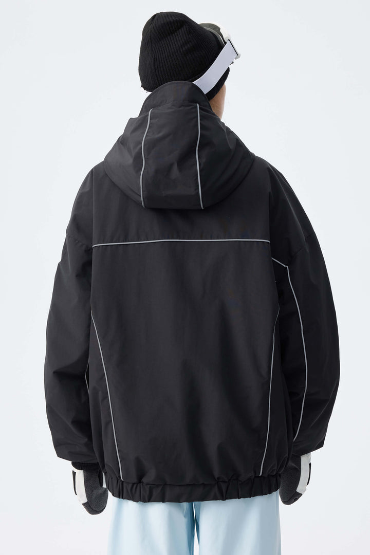 Women's Black Reflective V-Line Snow Jacket