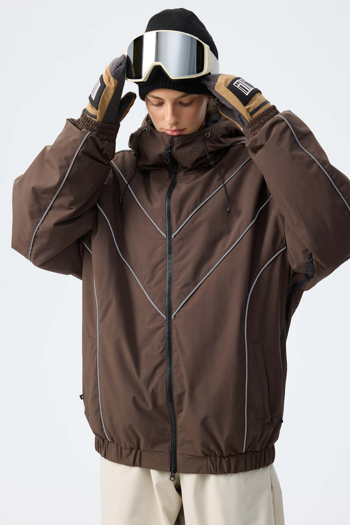 Women's Black Reflective V-Line Snow Jacket