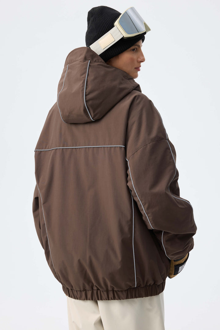 Women's Brown Reflective V-Line Snow Jacket