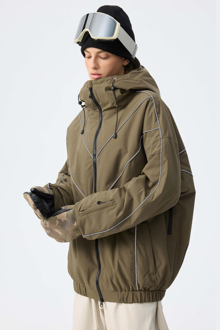 Women's Black Reflective V-Line Snow Jacket