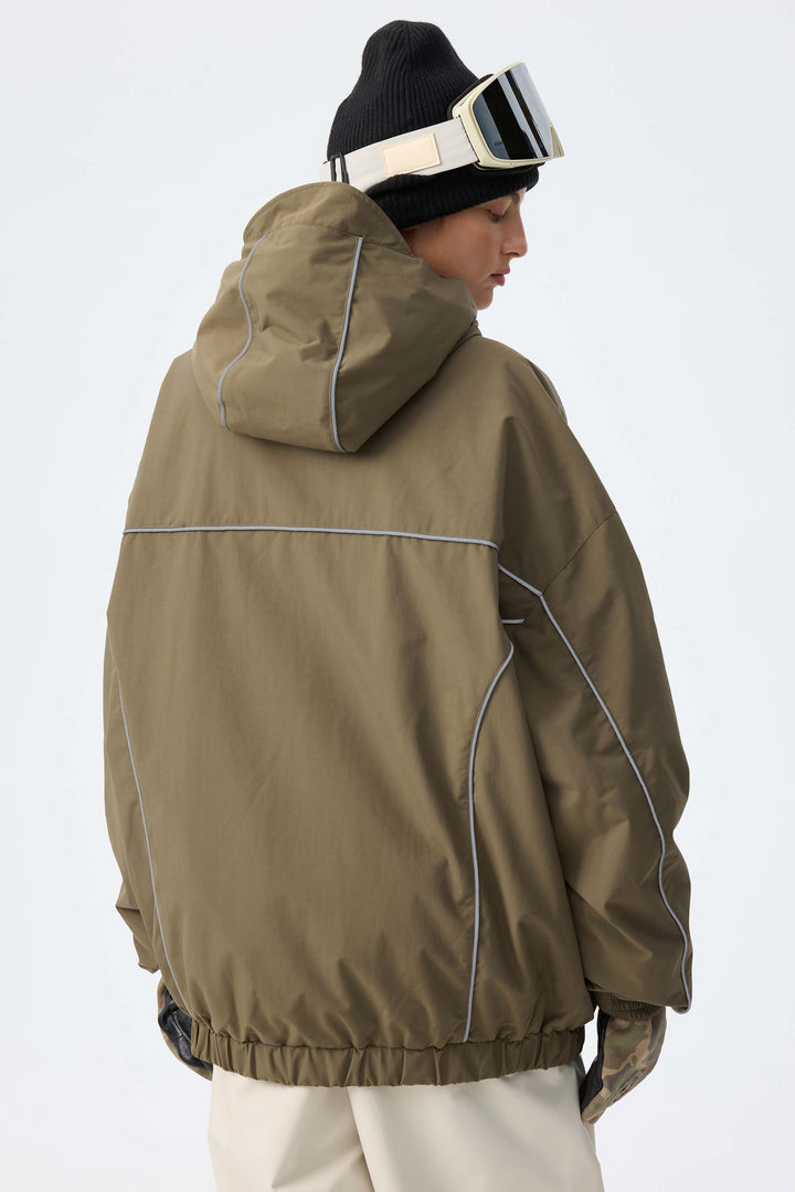 Women's Dark Green Reflective V-Line Snow Jacket