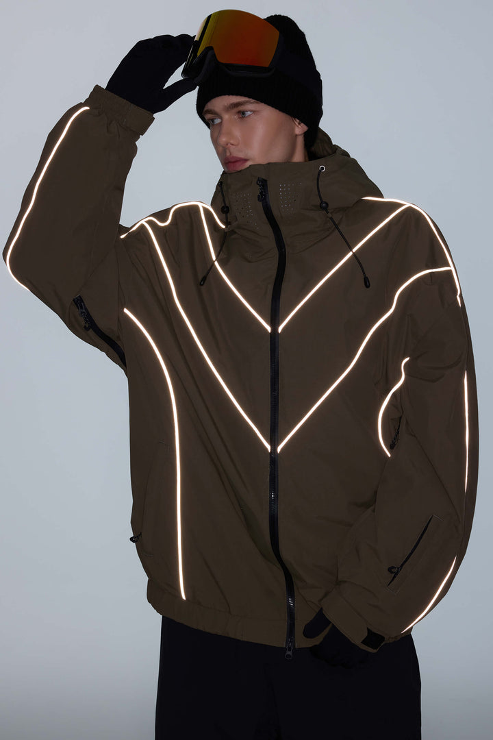 Women's Black Reflective V-Line Snow Jacket