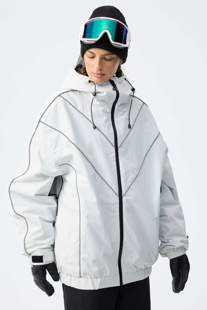 Women's Black Reflective V-Line Snow Jacket