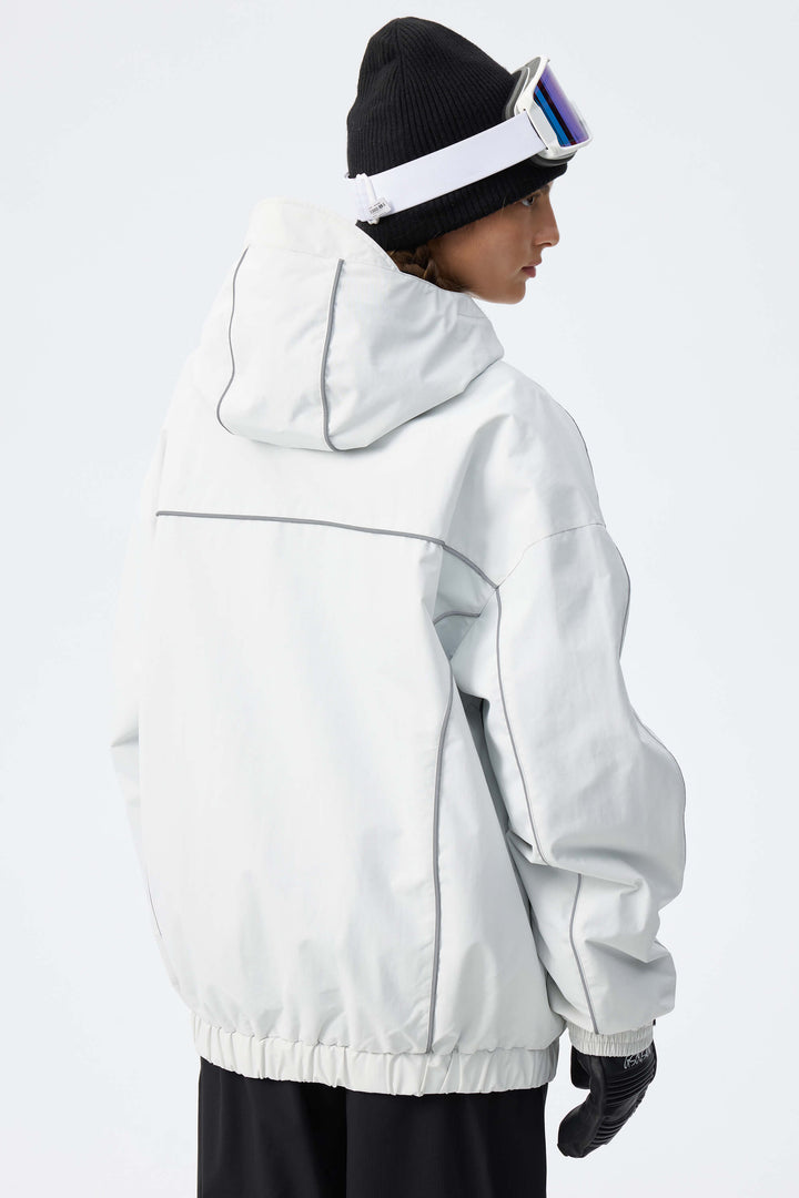 Women's Light Grey Reflective V-Line Snow Jacket