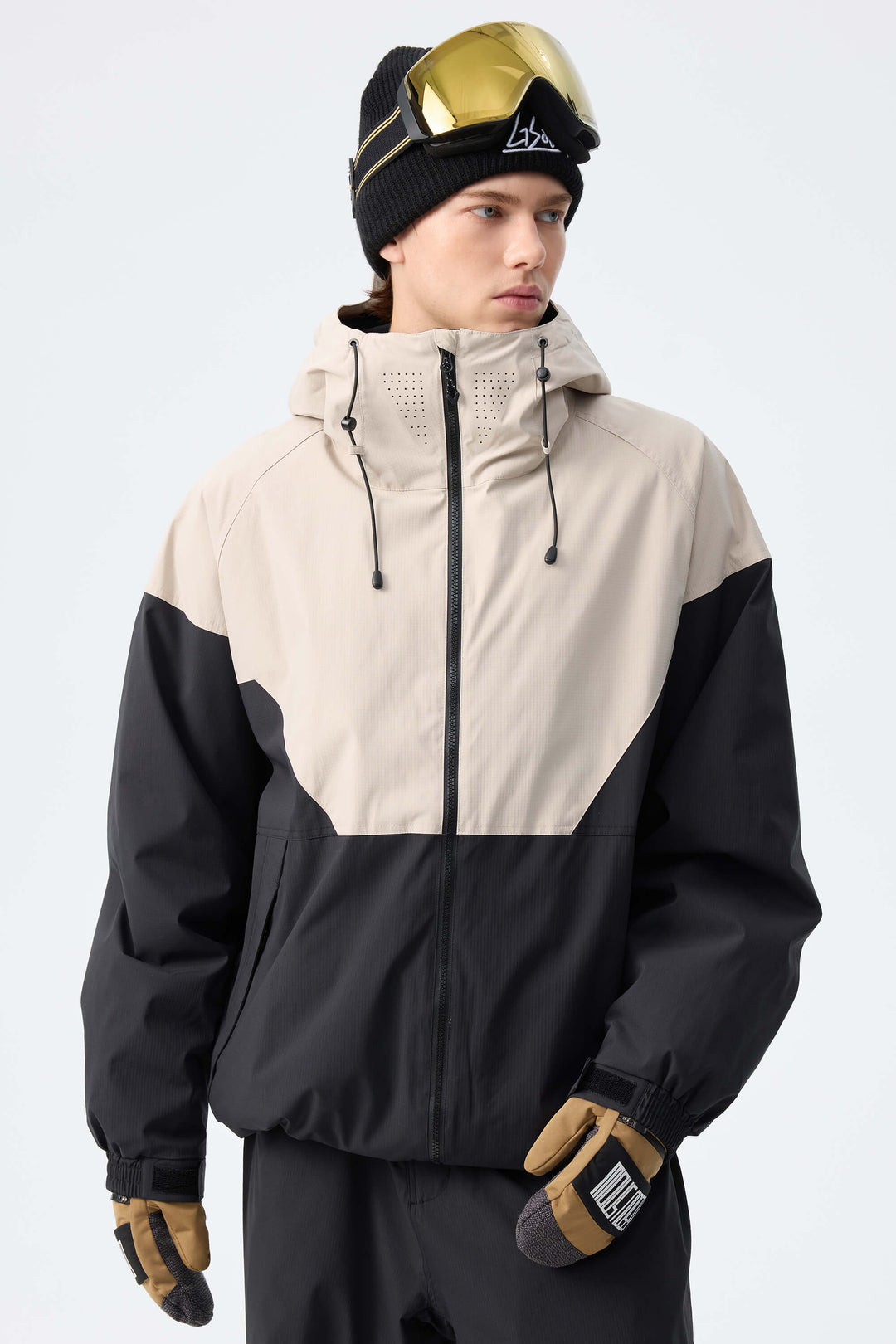 Men’s Black & Shadow Camo Recycled Contrast Panel Insulated Snow Jacket