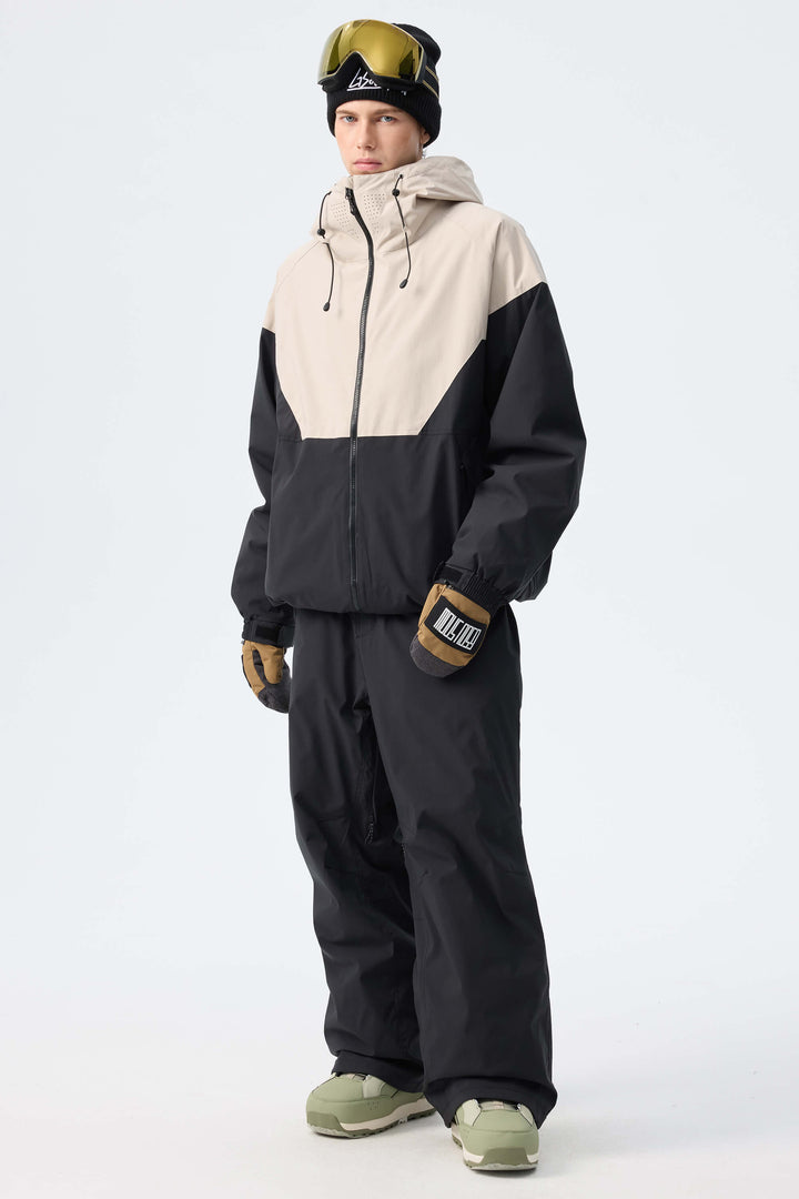Men’s Black & Shadow Camo Recycled Contrast Panel Insulated Snow Jacket