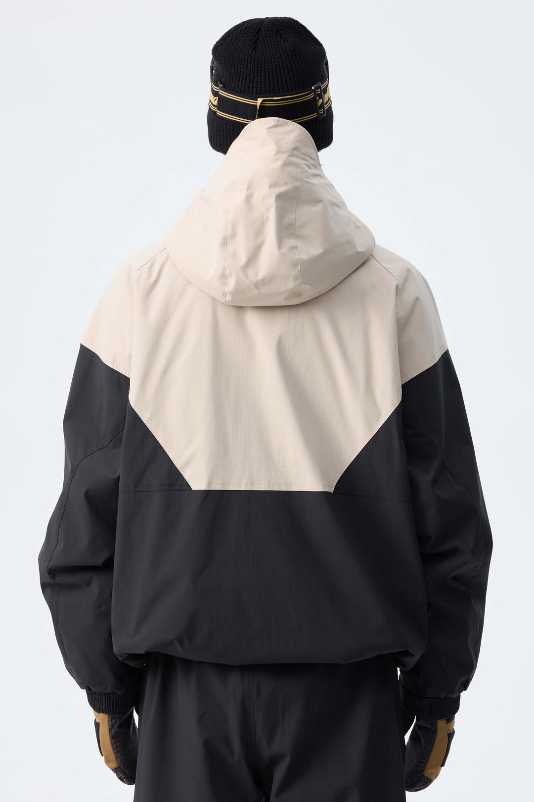Men’s Off White & Black Recycled Contrast Panel Insulated Snow Jacket