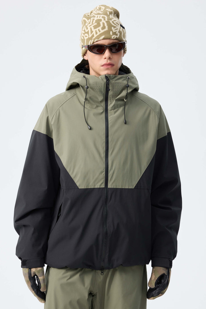 Men’s Black & Shadow Camo Recycled Contrast Panel Insulated Snow Jacket