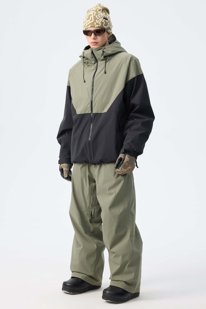 Men’s Black & Shadow Camo Recycled Contrast Panel Insulated Snow Jacket