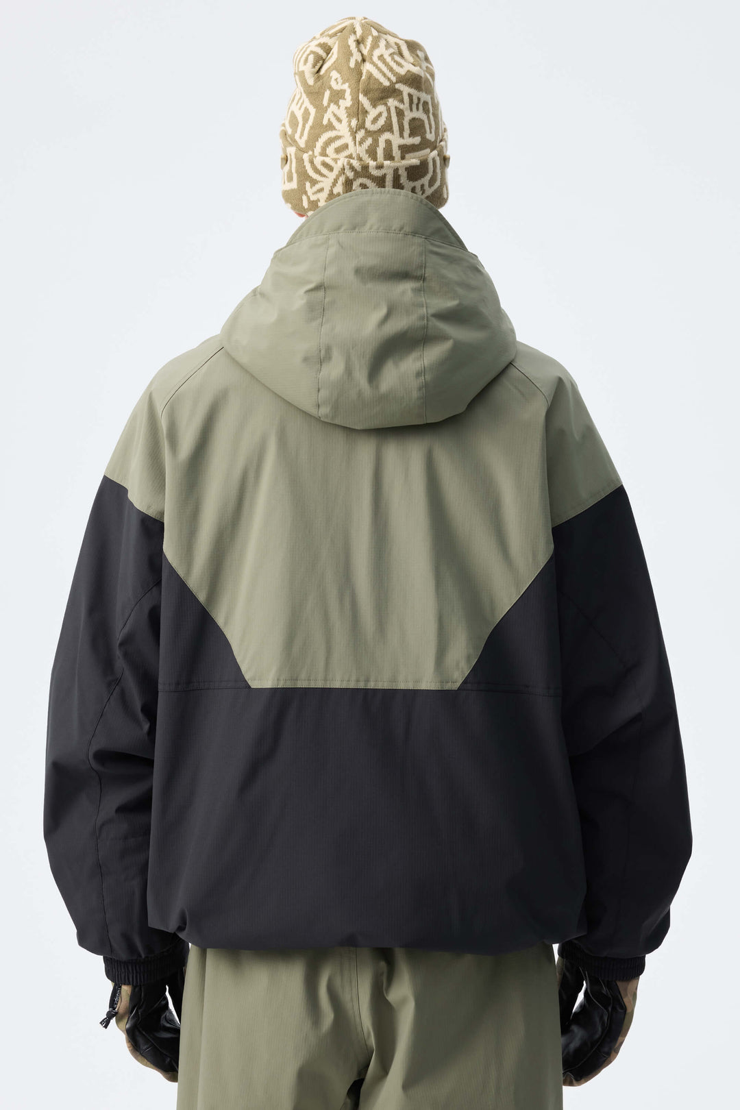 Men’s Green & Black Recycled Contrast Panel Insulated Snow Jacket