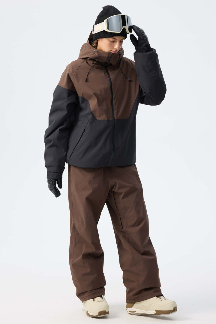 Women’s Off White & Black Recycled Contrast Panel Insulated Snow Jacket