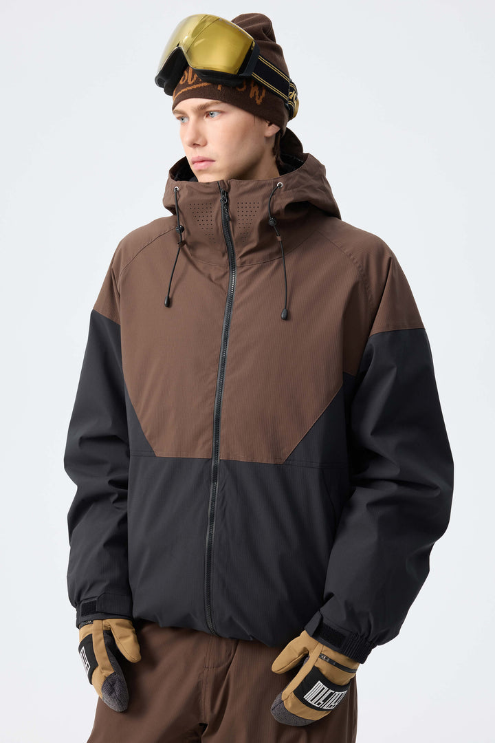 Men’s Black & Shadow Camo Recycled Contrast Panel Insulated Snow Jacket