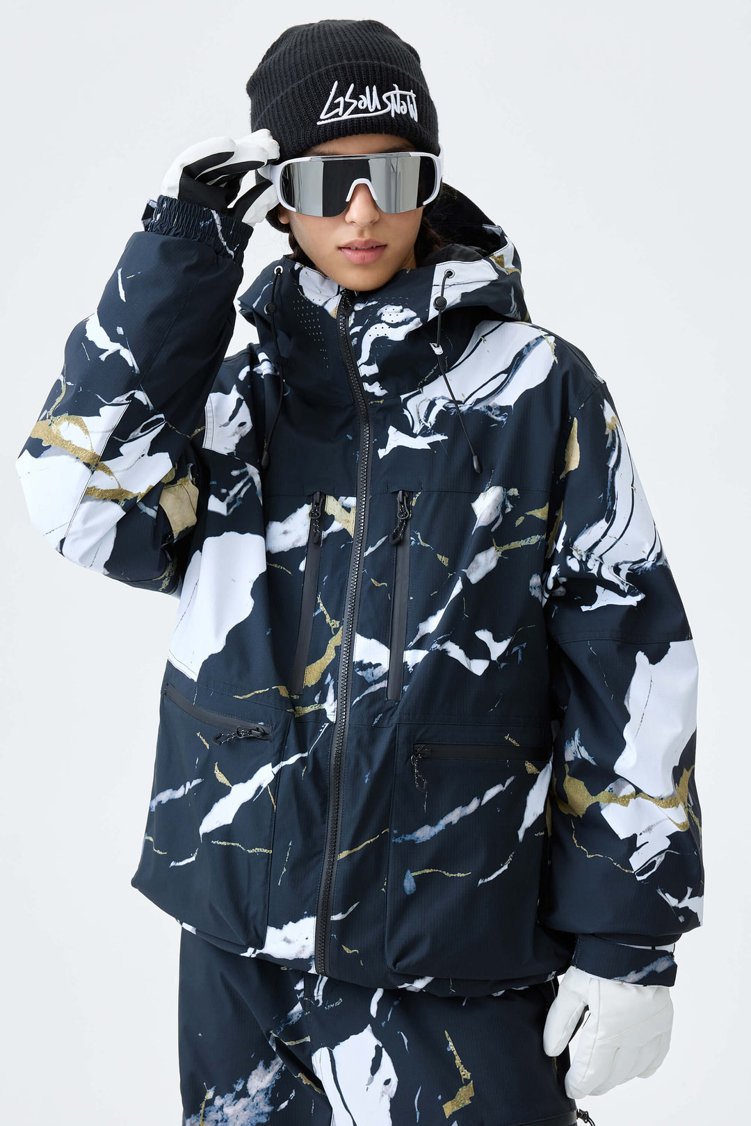 Women's Black Marble Eco Utility Insulated Snow Jacket