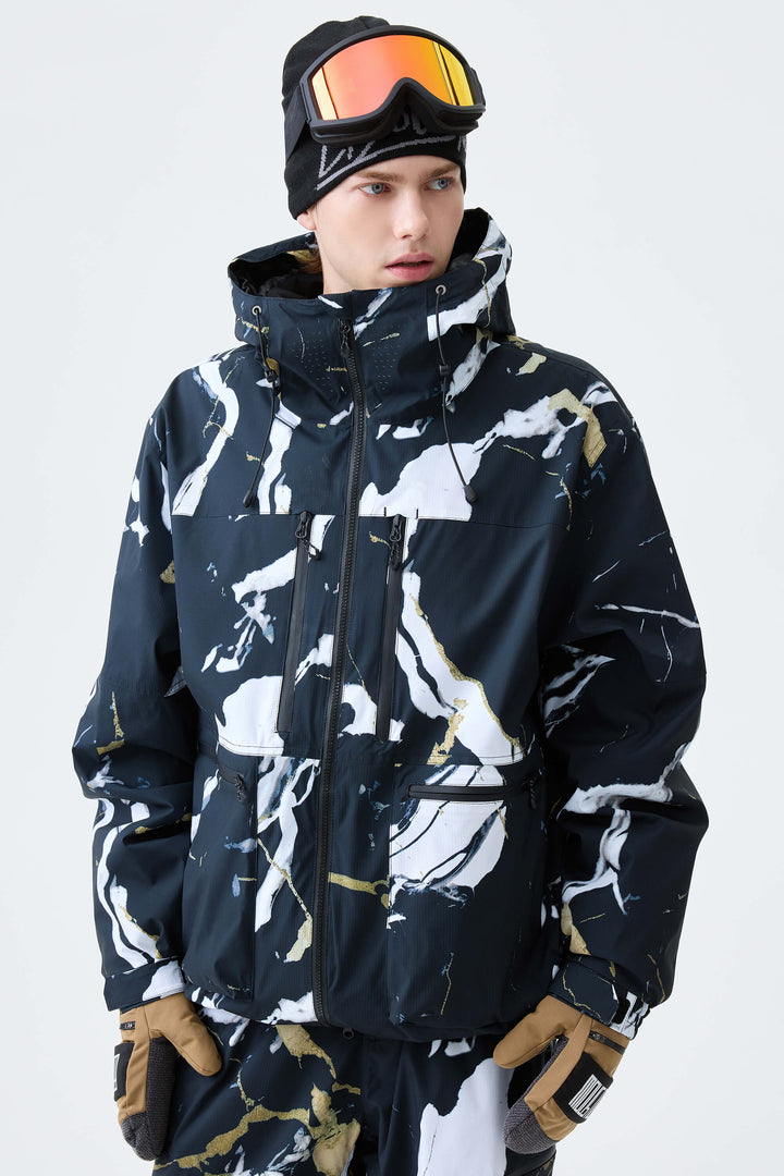Men's Black Marble Eco Utility Insulated Snow Jacket