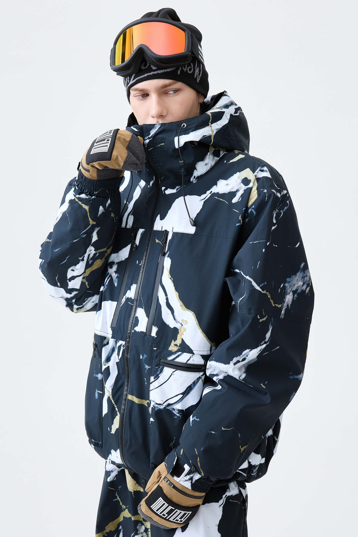 Men's Black Marble Eco Utility Insulated Snow Jacket