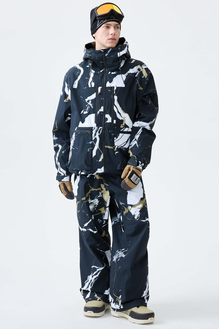 Men's Black Marble Eco Utility Insulated Snow Jacket