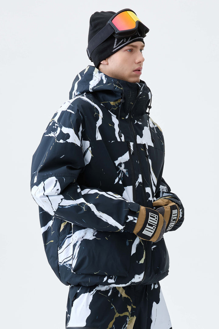 Men's Black Marble Eco Utility Insulated Snow Jacket