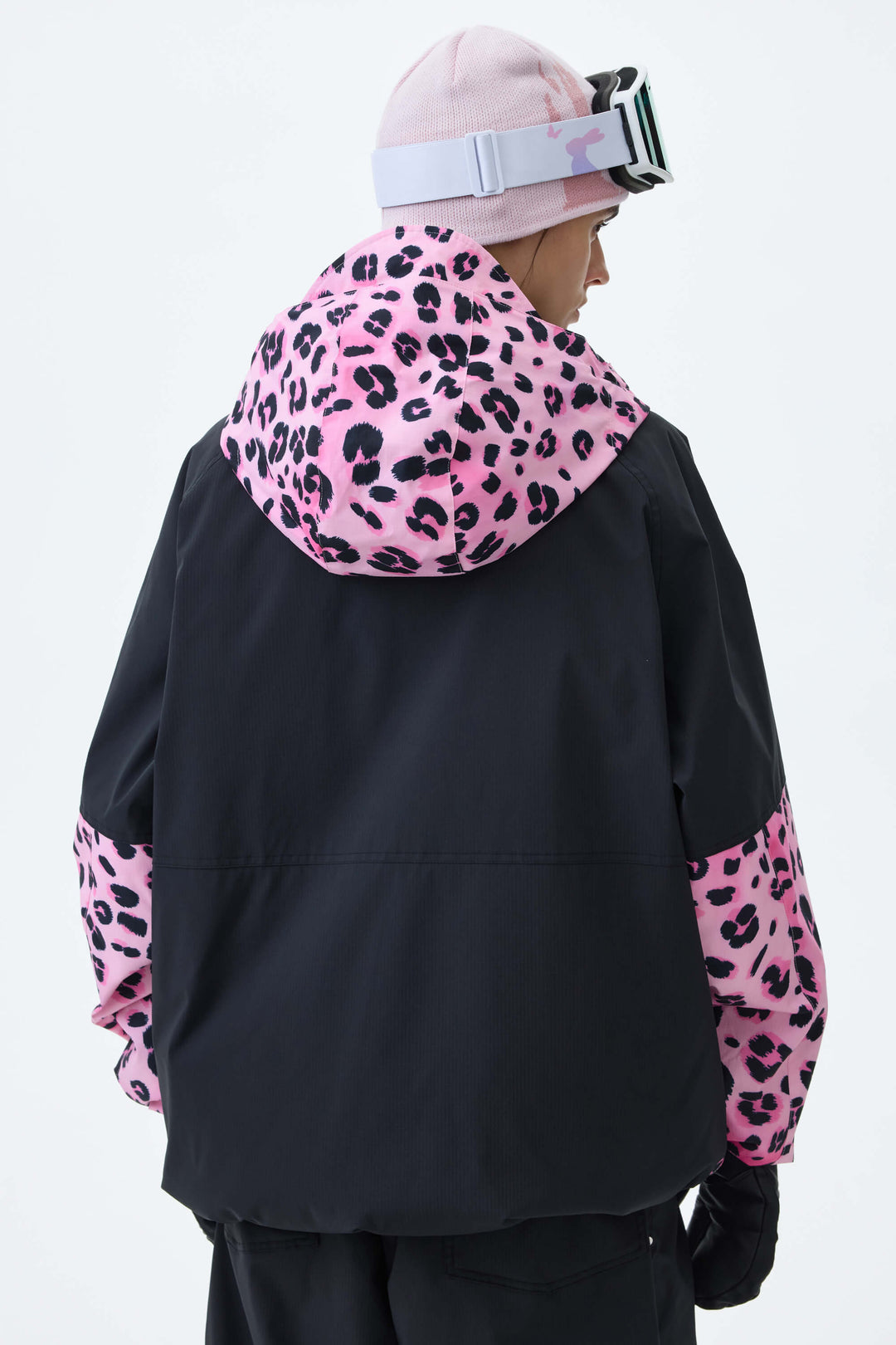Women's Cow Print Contrast-Panel Insulated Snow Jacket