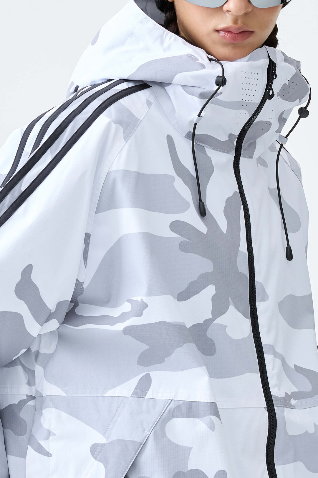 Women's Snow Camo Retro Track Stripe Insulated Snow Jacket