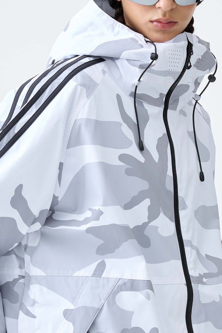 Women's Snow Camo Retro Track Stripe Insulated Snow Jacket