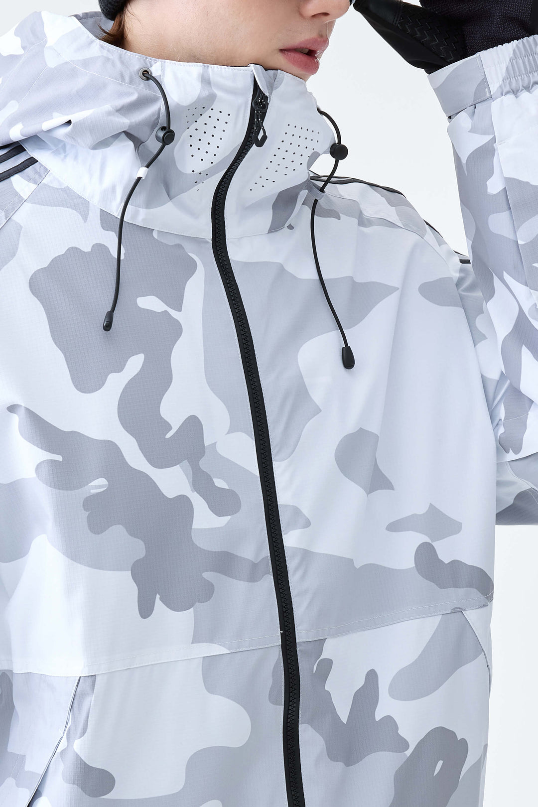 Men's Snow Camo Retro Track Stripe Insulated Snow Jacket