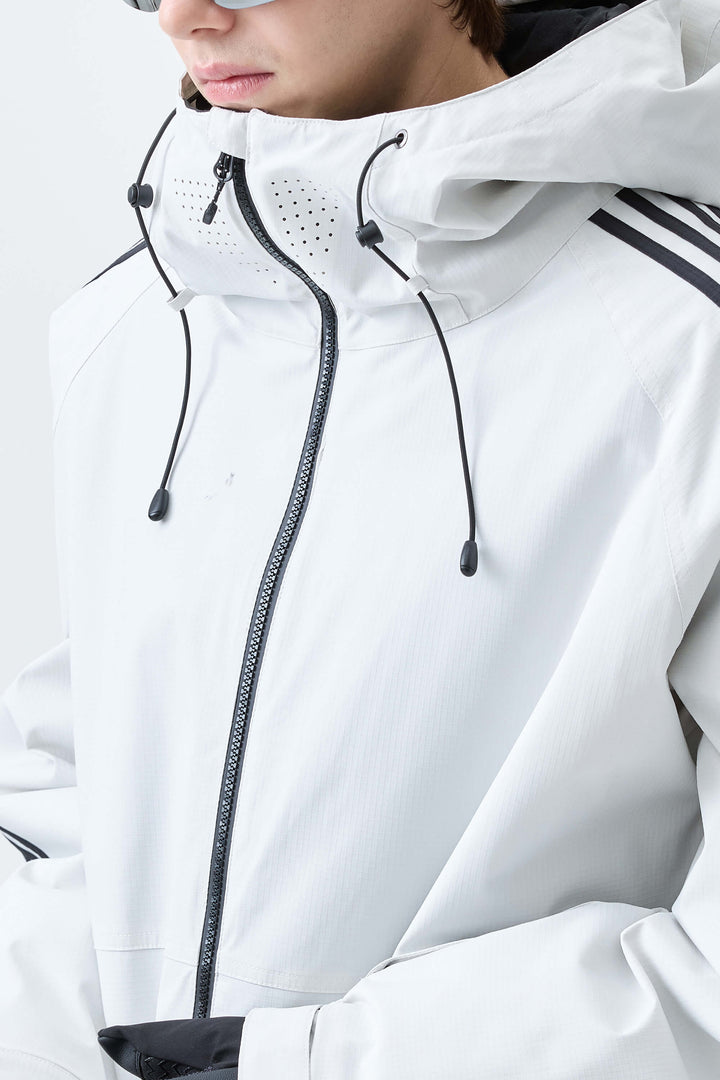 Men's Off White Retro Track Stripe Insulated Snow Jacket