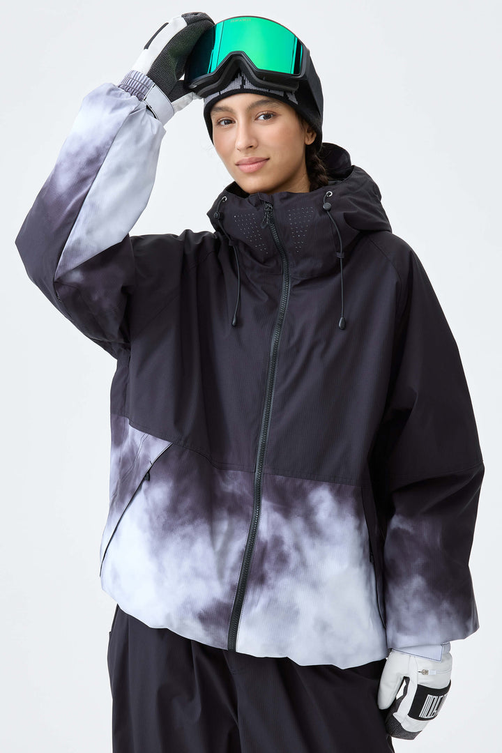 Women's Black Gradient Recycled Insulated Snow Jacket