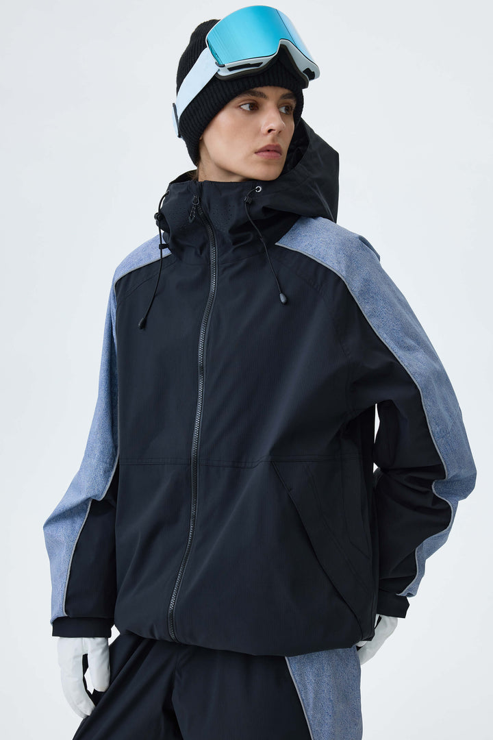 Women's Olive & Plum Noir Contrast Panel Reflective Snow Jacket
