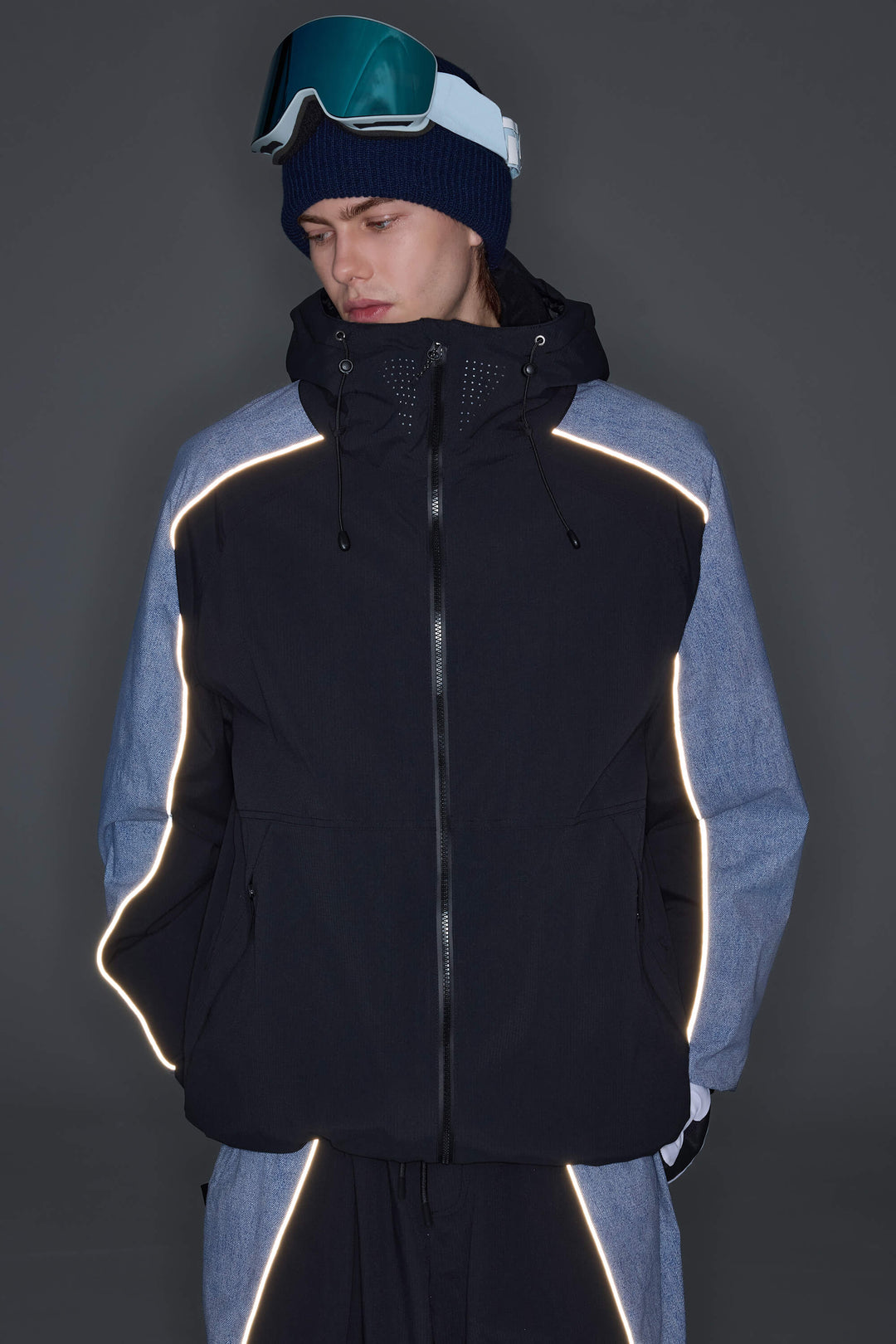 Women's Olive & Plum Noir Contrast Panel Reflective Snow Jacket