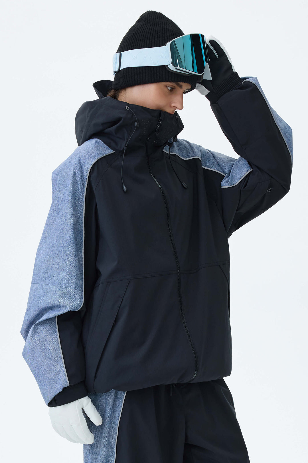 Women's Olive & Plum Noir Contrast Panel Reflective Snow Jacket